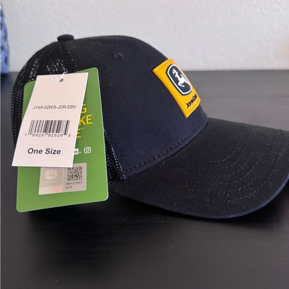 John Deere Black Caps with Yellow Logo Patch - Picture 3 of 5